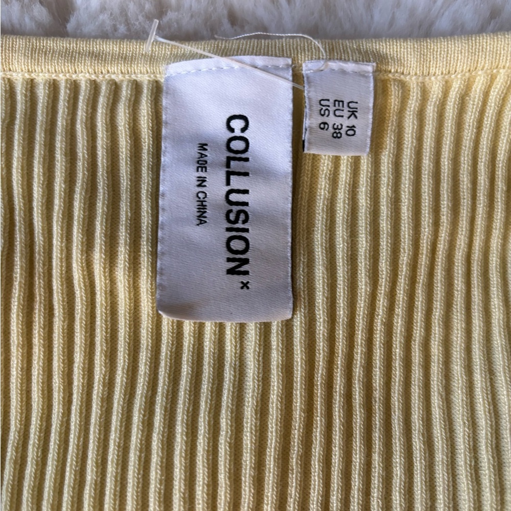 Cotton On Twist-Front Rib Knit Long Sleeve Top - Yellow - Picture 3 of 5